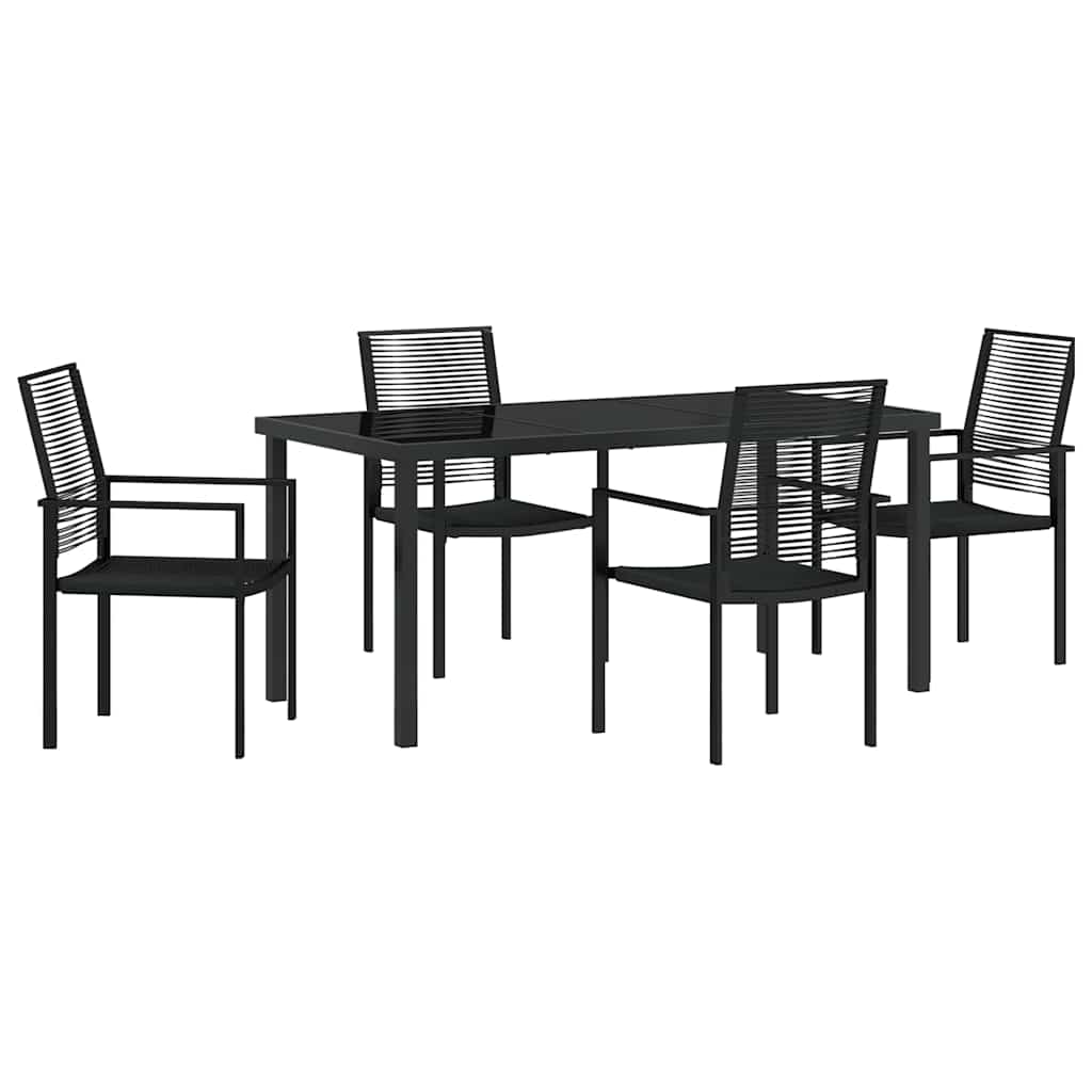 Hage Spisegruppe 5 pcs Svart Pulverlakkert stål
