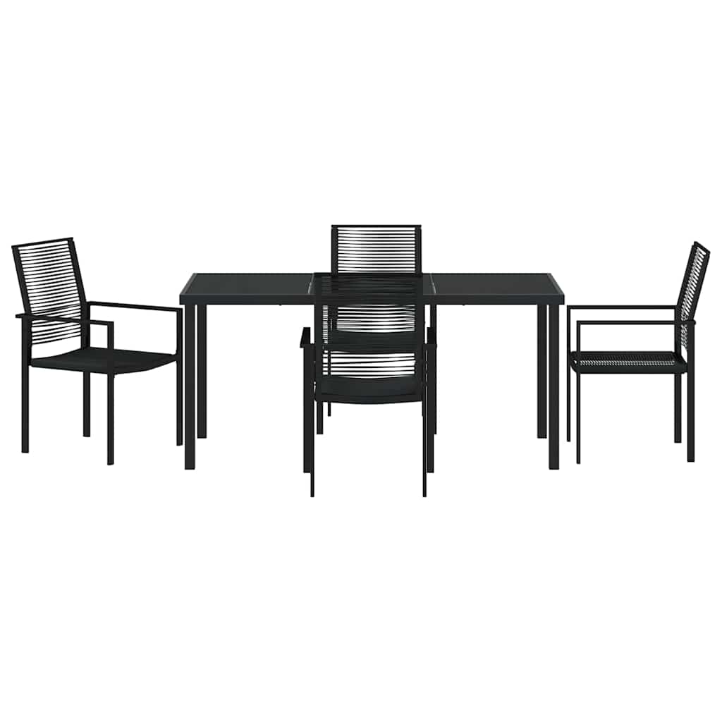 Hage Spisegruppe 5 pcs Svart Pulverlakkert stål