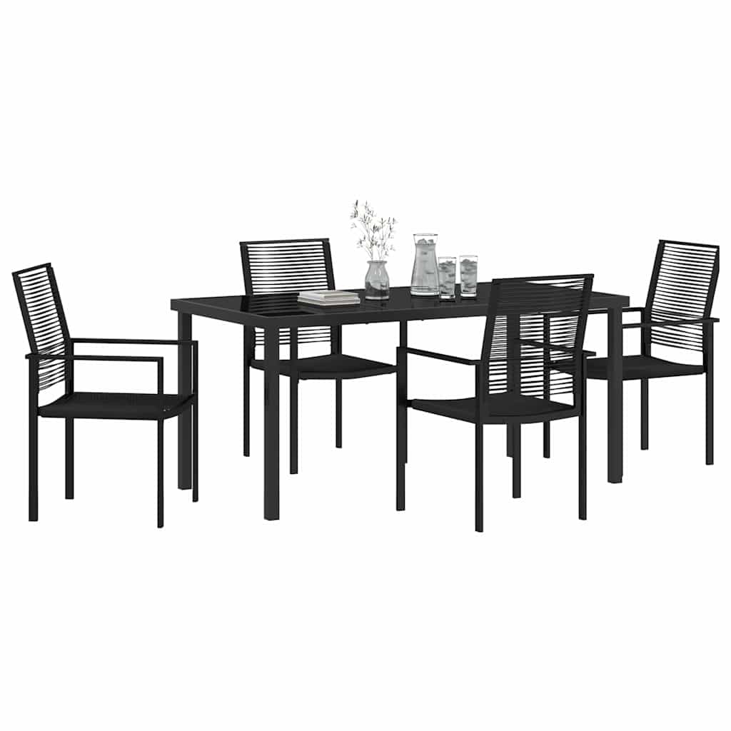 Hage Spisegruppe 5 pcs Svart Pulverlakkert stål