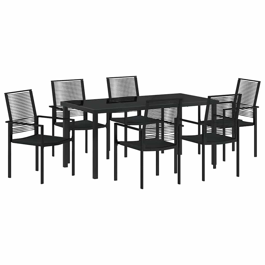 Hage Spisegruppe 7 pcs Svart Pulverlakkert stål