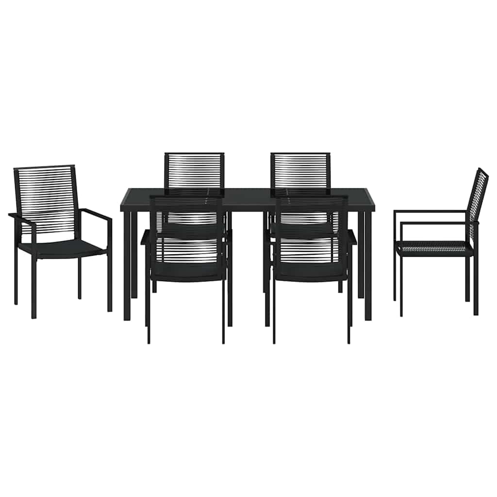 Hage Spisegruppe 7 pcs Svart Pulverlakkert stål