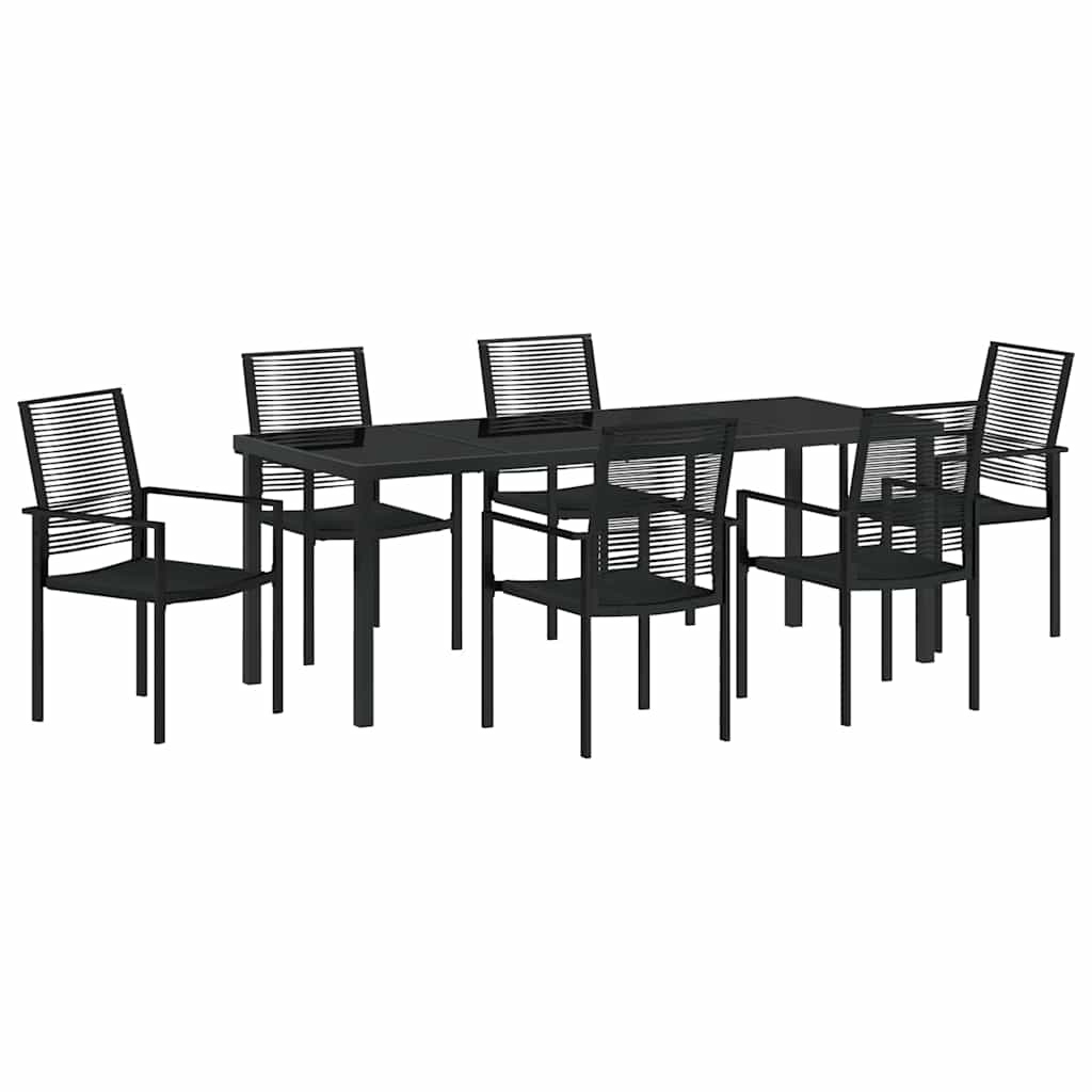 Hage Spisegruppe 7 pcs Svart Pulverlakkert stål