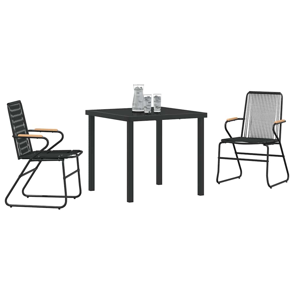 Hage Spisegruppe 3 pcs Svart Pulverlakkert stål