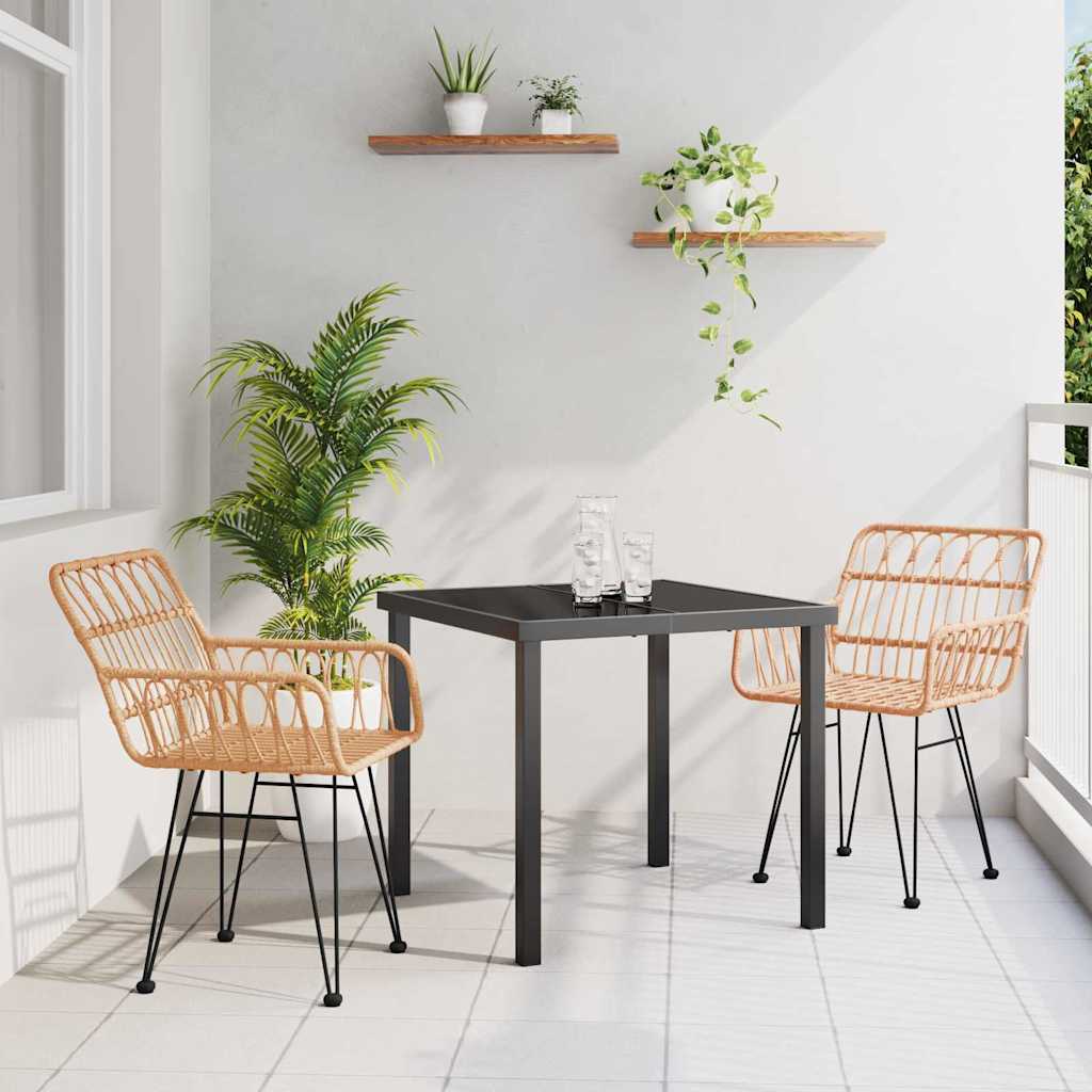 Hage Spisegruppe 3 pcs Brun Pulverlakkert stål