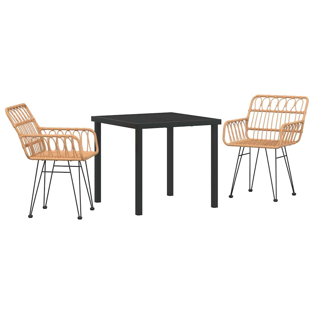 Hage Spisegruppe 3 pcs Brun Pulverlakkert stål