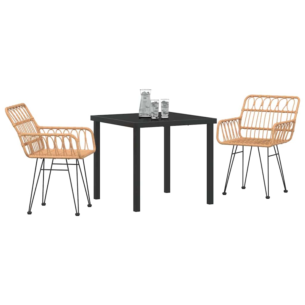 Hage Spisegruppe 3 pcs Brun Pulverlakkert stål