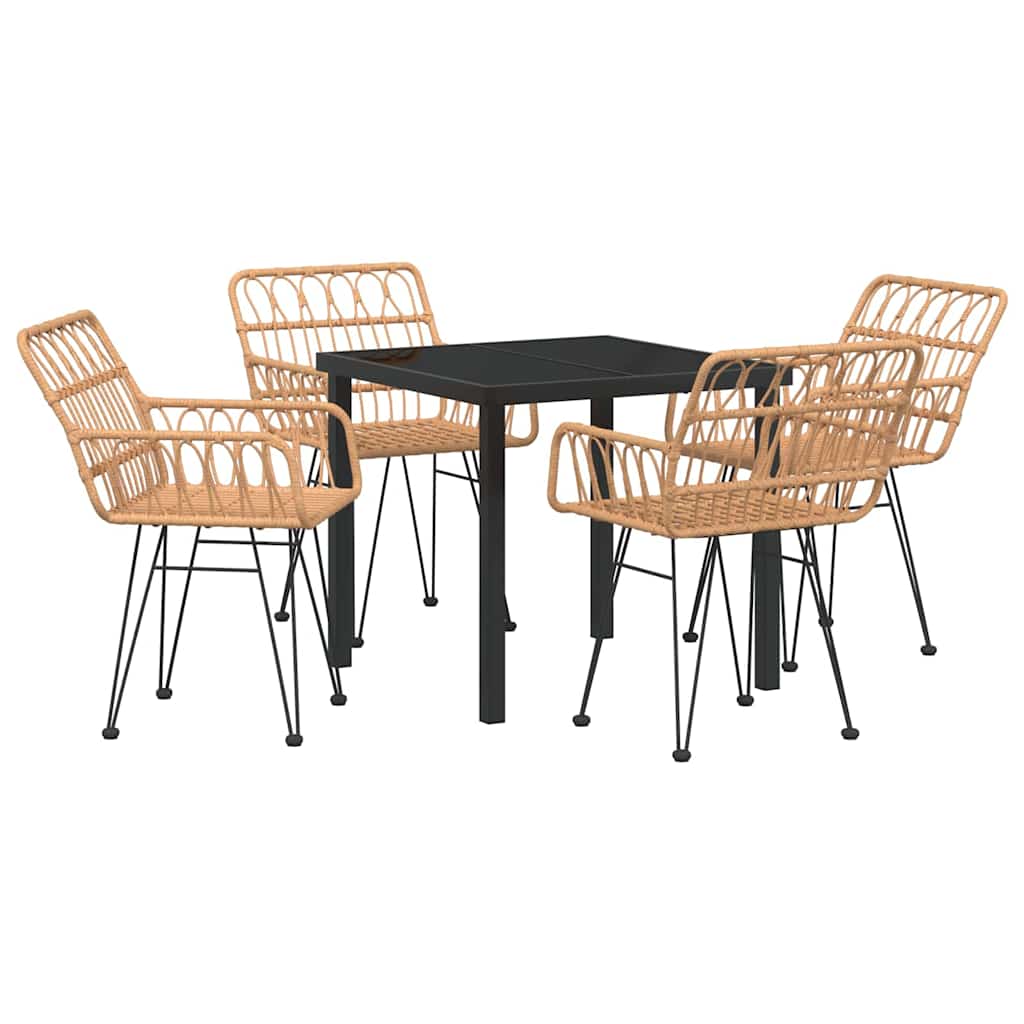Hage Spisegruppe 5 pcs Brun Pulverlakkert stål