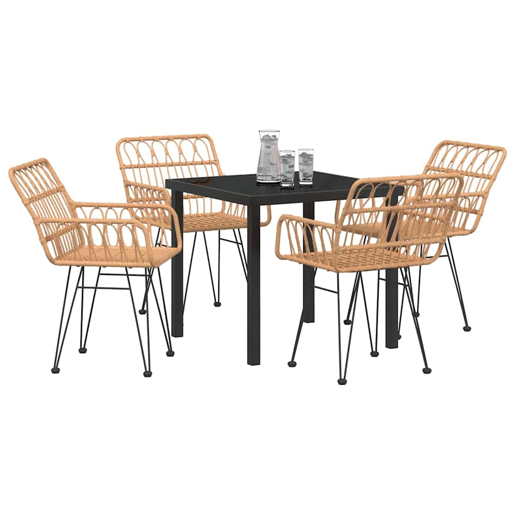Hage Spisegruppe 5 pcs Brun Pulverlakkert stål