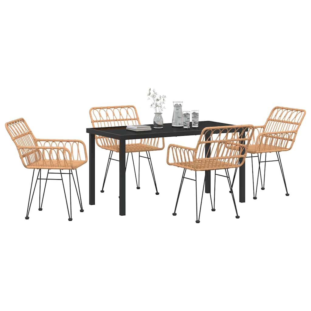 Hage Spisegruppe 5 pcs Brun Pulverlakkert stål