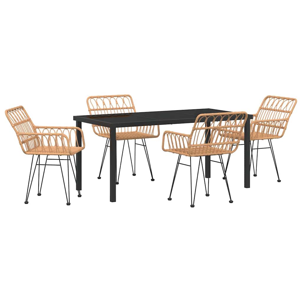 Hage Spisegruppe 5 pcs Brun Pulverlakkert stål