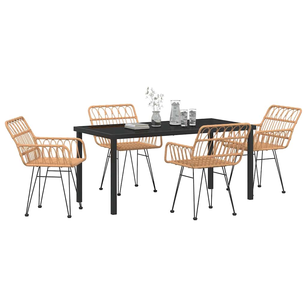 Hage Spisegruppe 5 pcs Brun Pulverlakkert stål