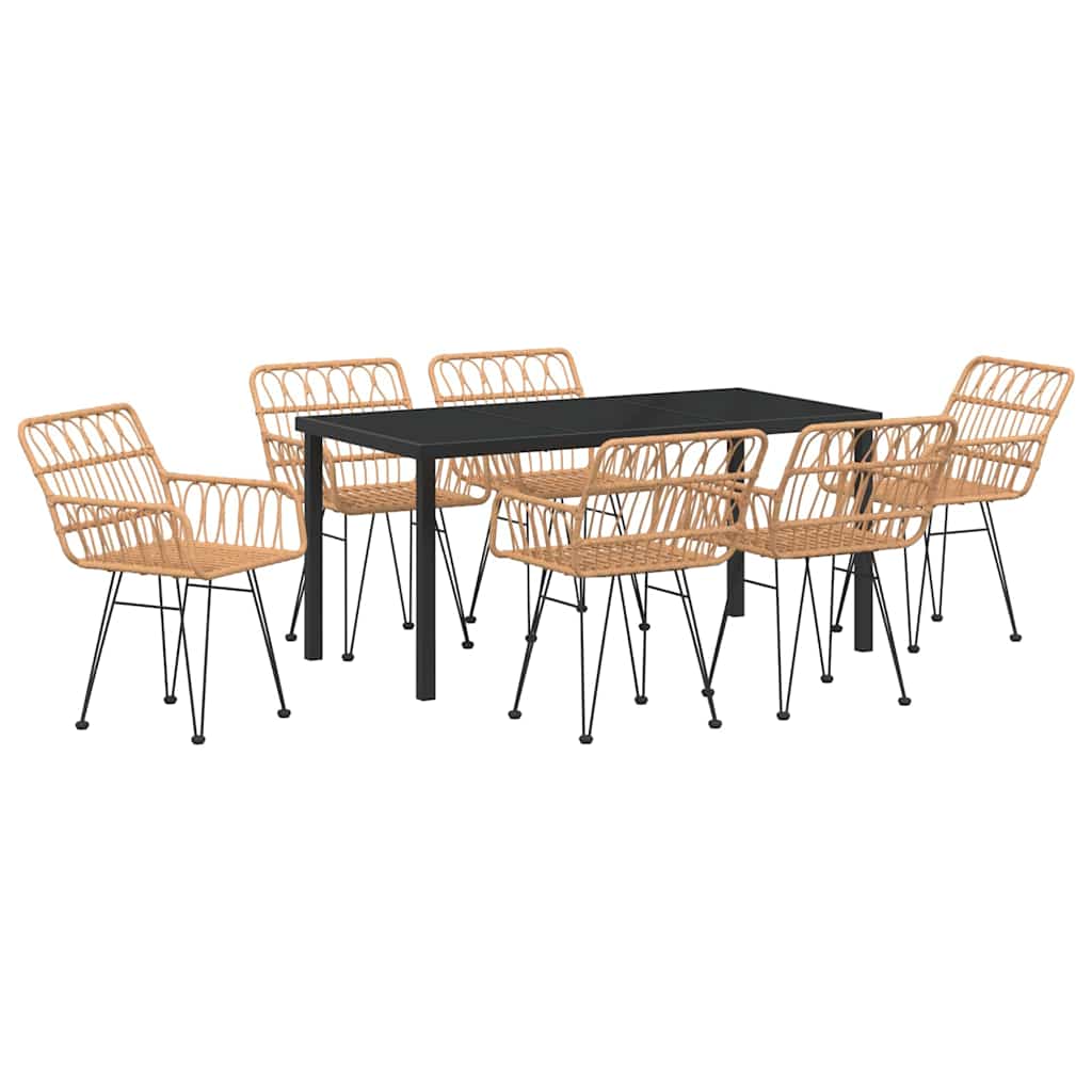 Hage Spisegruppe 7 pcs Brun Pulverlakkert stål