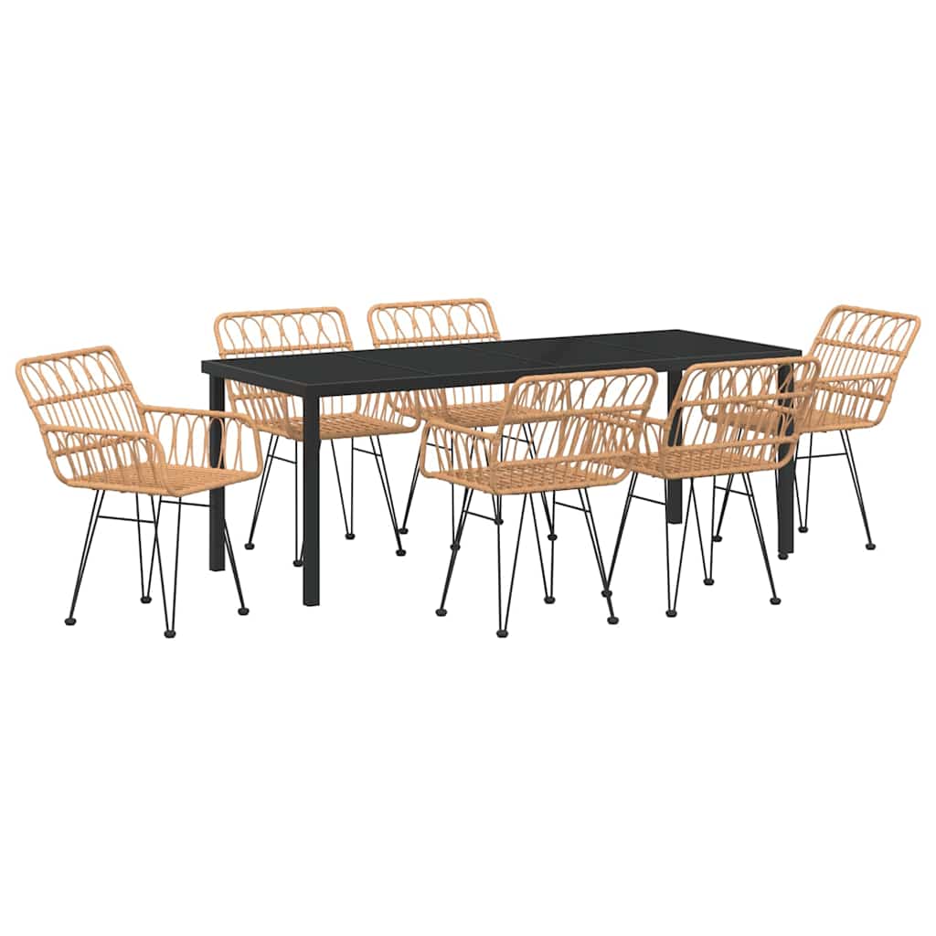 Hage Spisegruppe 7 pcs Brun Pulverlakkert stål