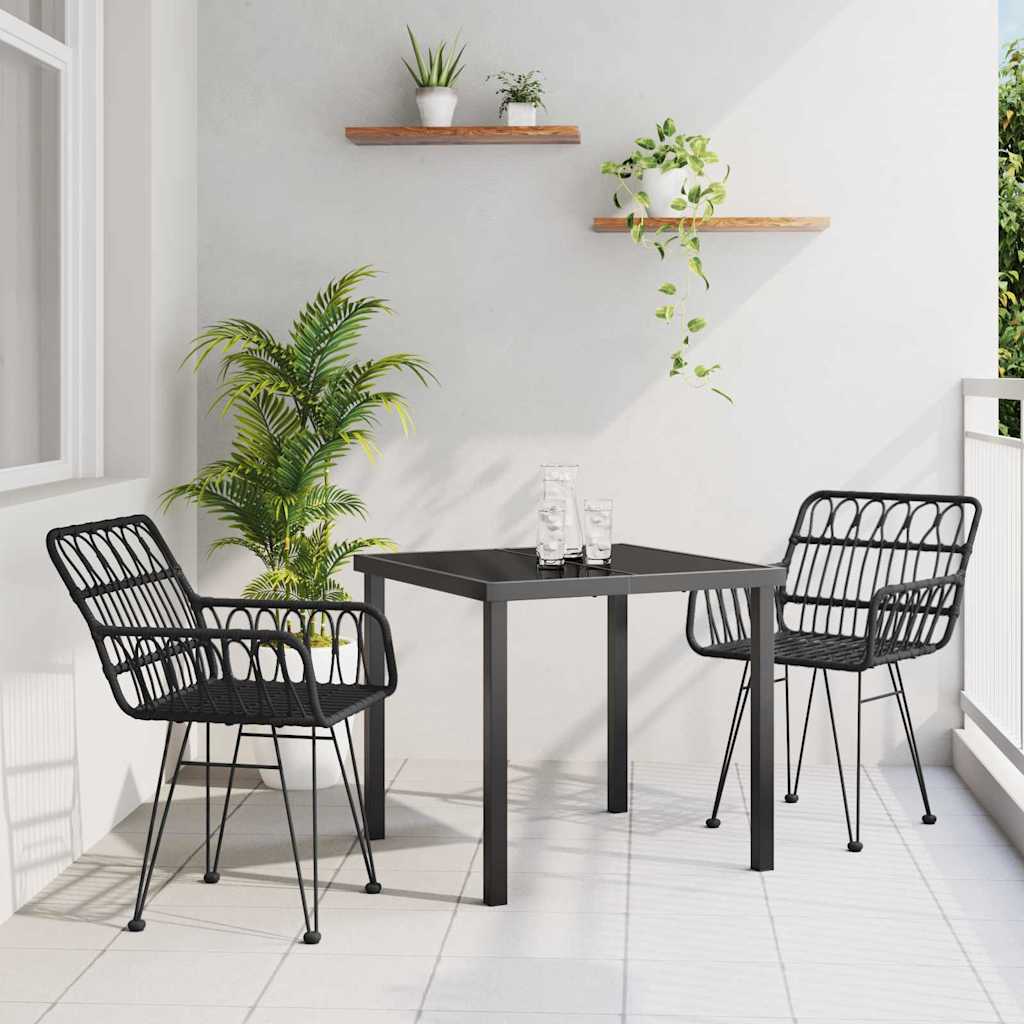 Hage Spisegruppe 3 pcs Svart Pulverlakkert stål