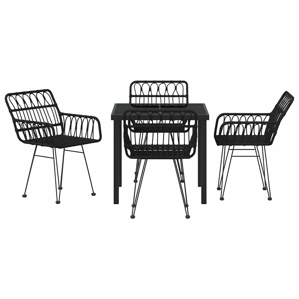 Hage Spisegruppe 5 pcs Svart Pulverlakkert stål