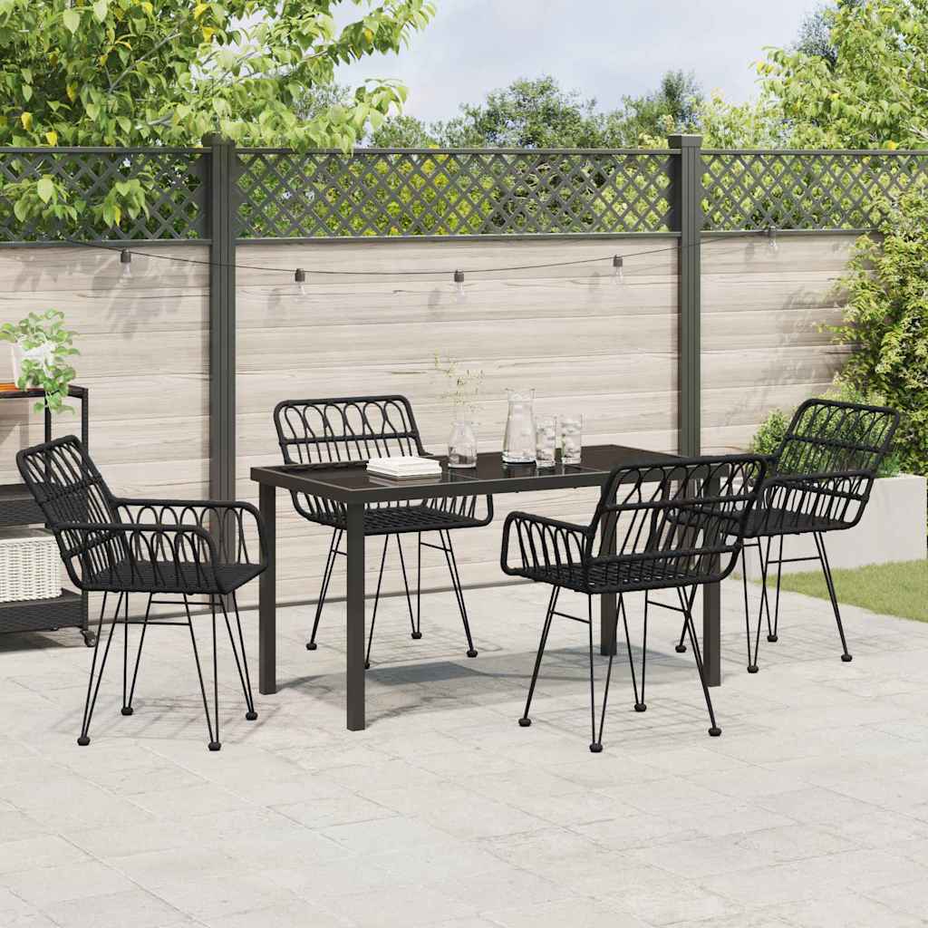 Hage Spisegruppe 5 pcs Svart Pulverlakkert stål