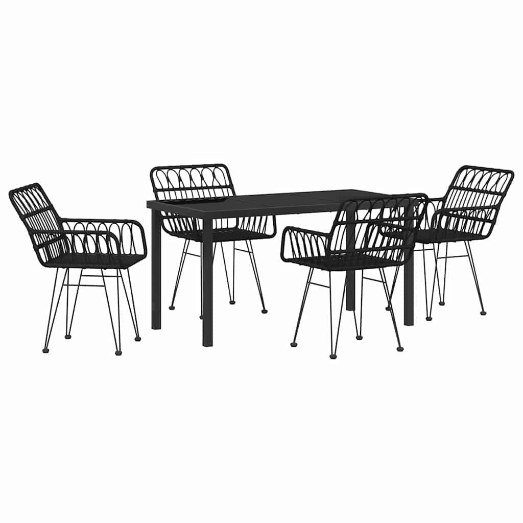 Hage Spisegruppe 5 pcs Svart Pulverlakkert stål