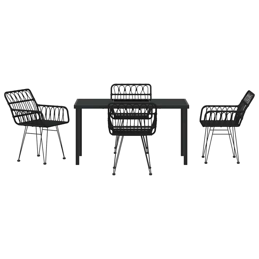 Hage Spisegruppe 5 pcs Svart Pulverlakkert stål