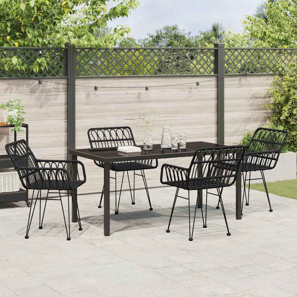 Hage Spisegruppe 5 pcs Svart Pulverlakkert stål