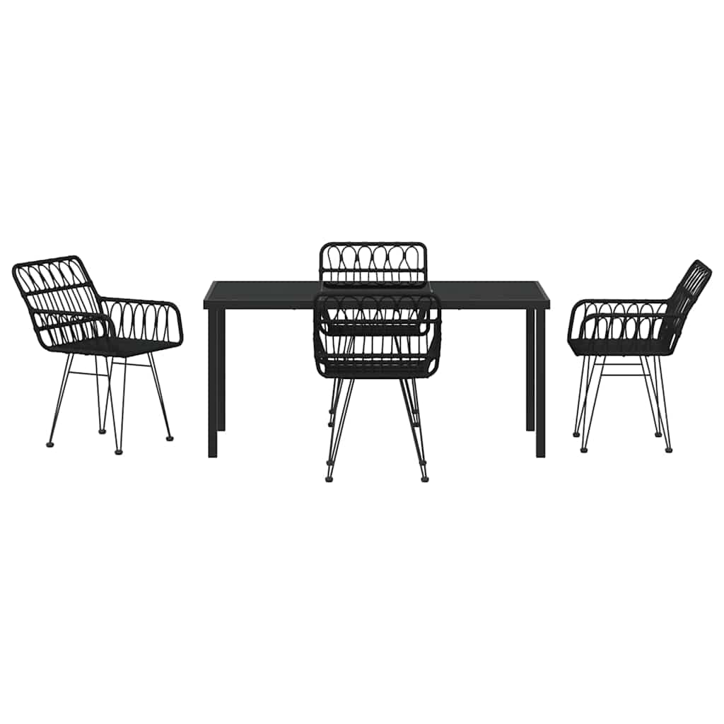 Hage Spisegruppe 5 pcs Svart Pulverlakkert stål