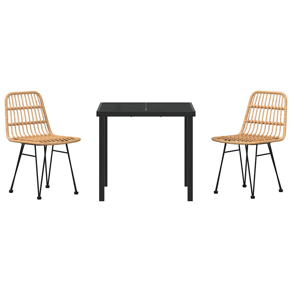 Hage Spisegruppe 3 pcs Brun Pulverlakkert stål