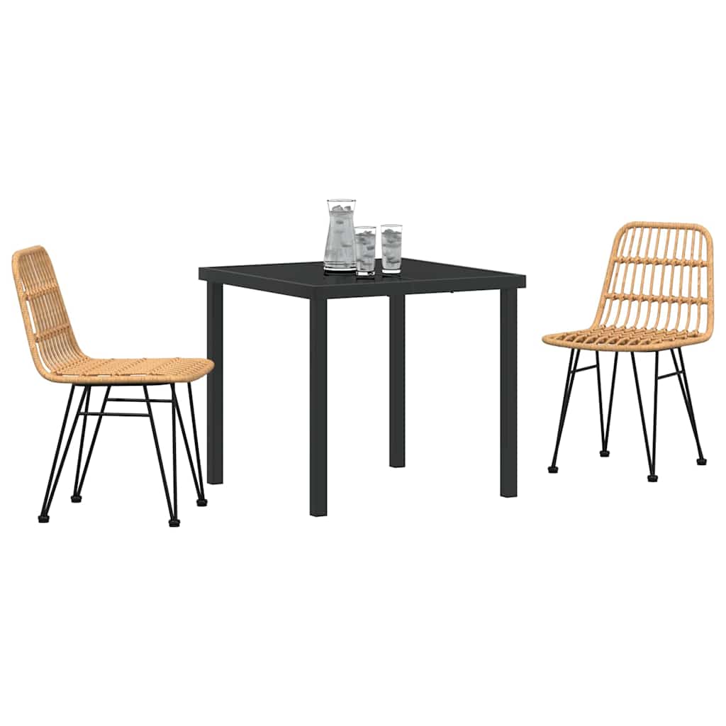 Hage Spisegruppe 3 pcs Brun Pulverlakkert stål