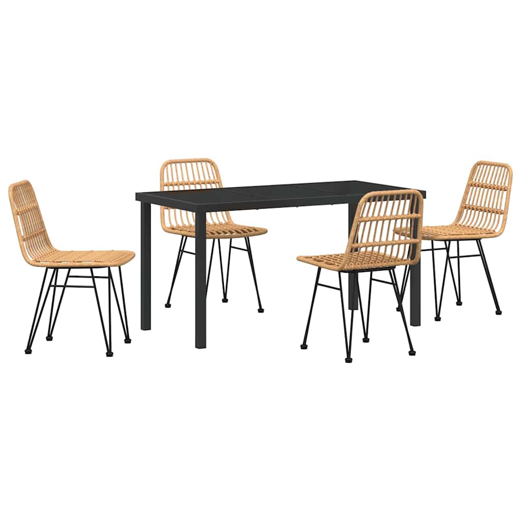 Hage Spisegruppe 5 pcs Brun Pulverlakkert stål