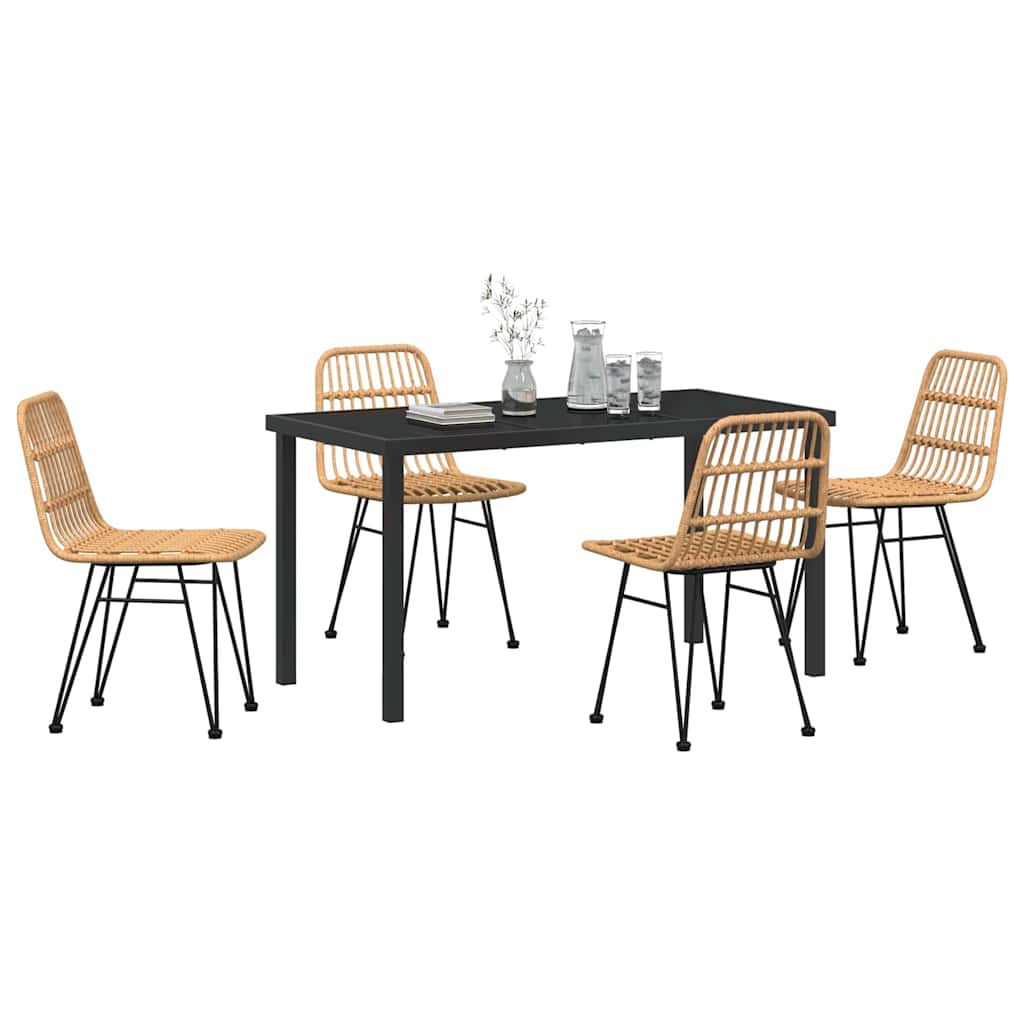 Hage Spisegruppe 5 pcs Brun Pulverlakkert stål