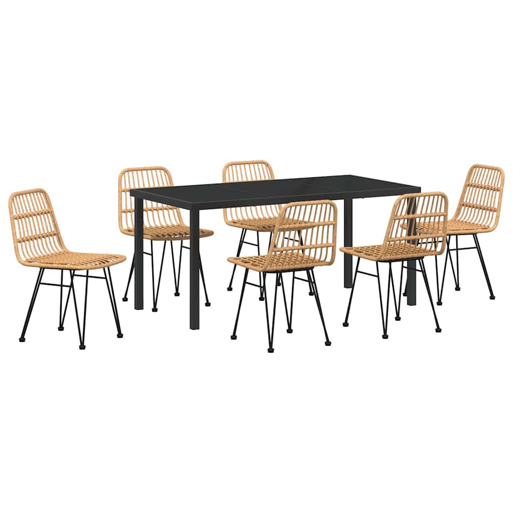 Hage Spisegruppe 7 pcs Brun Pulverlakkert stål