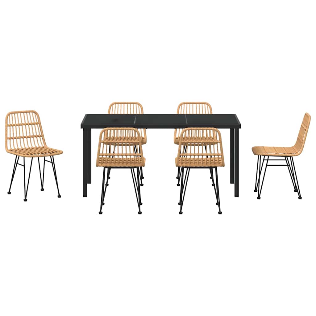 Hage Spisegruppe 7 pcs Brun Pulverlakkert stål