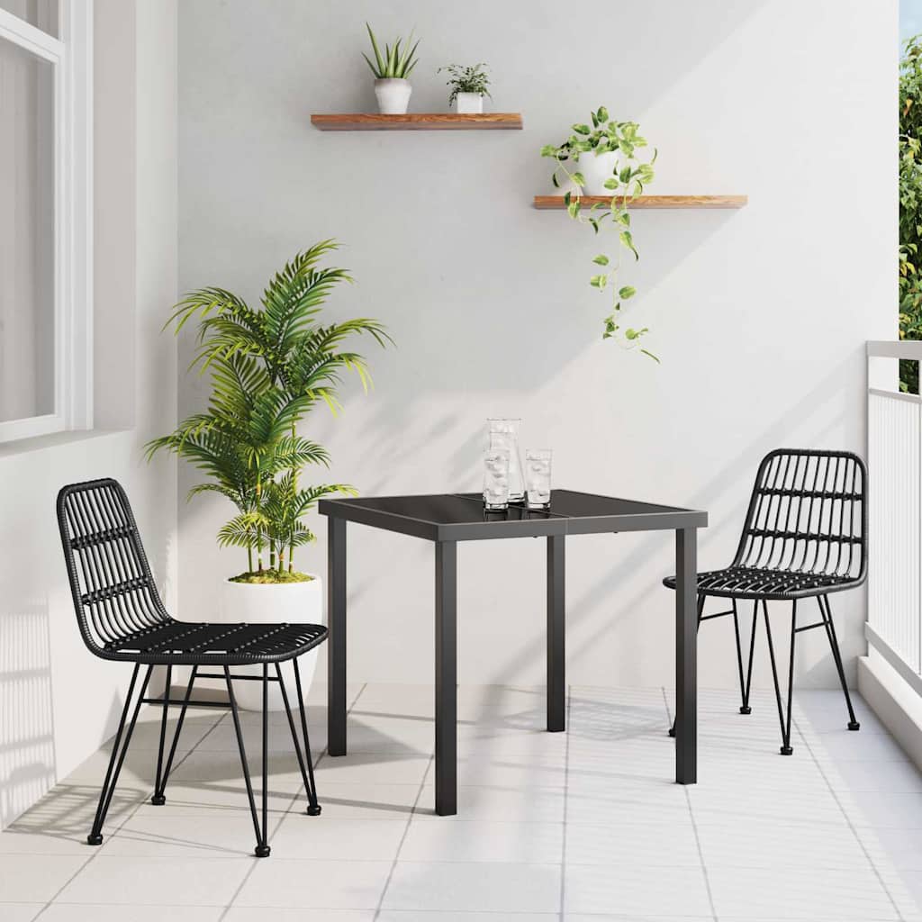 Hage Spisegruppe 3 pcs Svart Pulverlakkert stål