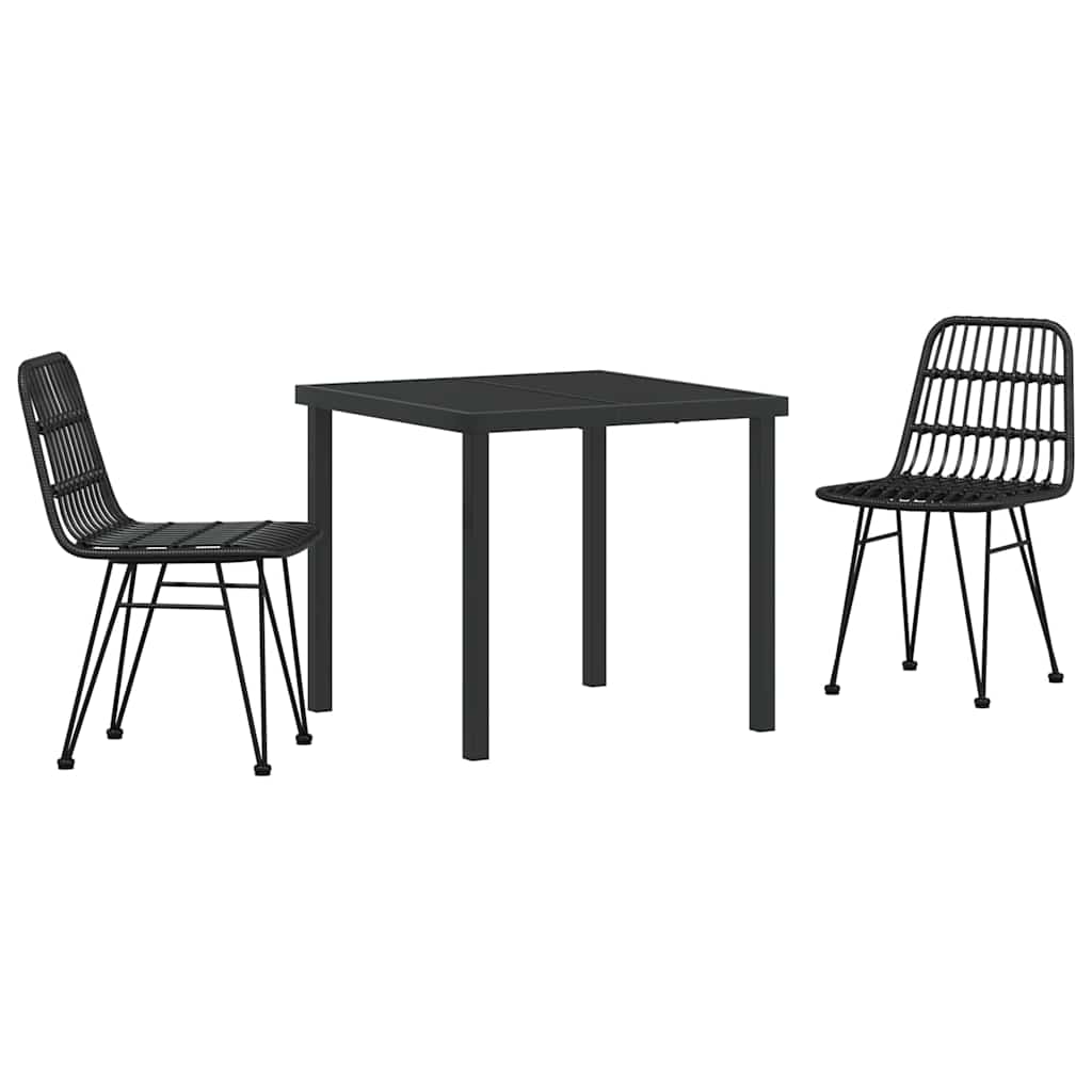 Hage Spisegruppe 3 pcs Svart Pulverlakkert stål