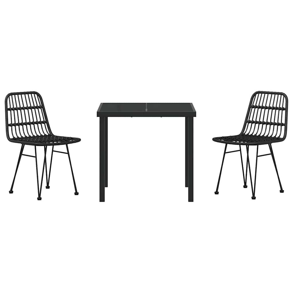 Hage Spisegruppe 3 pcs Svart Pulverlakkert stål