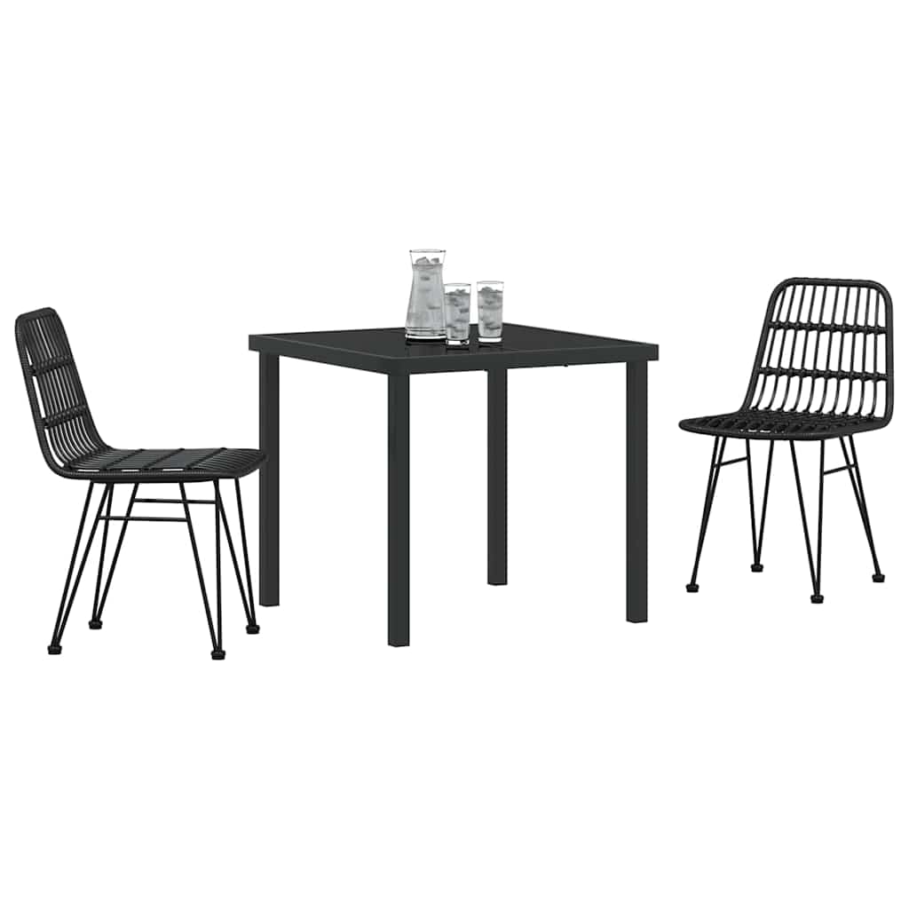 Hage Spisegruppe 3 pcs Svart Pulverlakkert stål