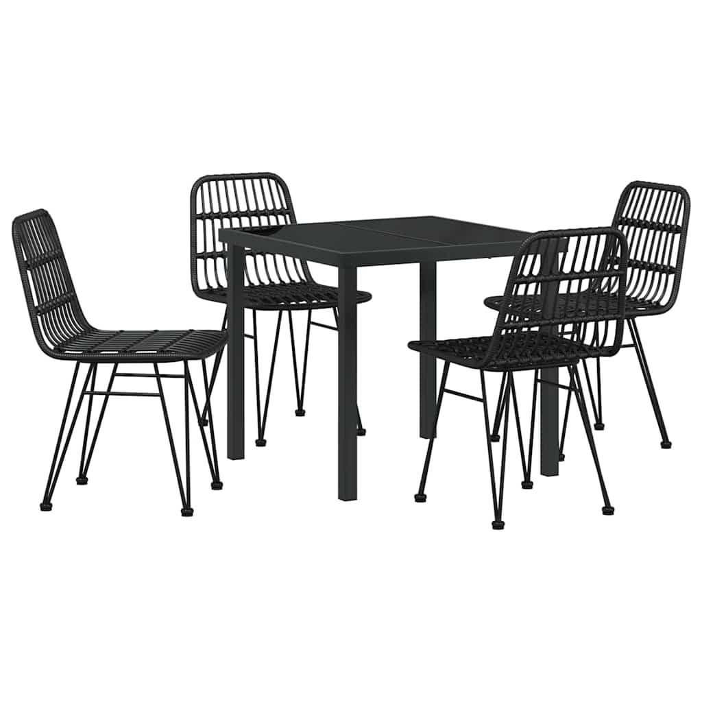 Hage Spisegruppe 5 pcs Svart Pulverlakkert stål