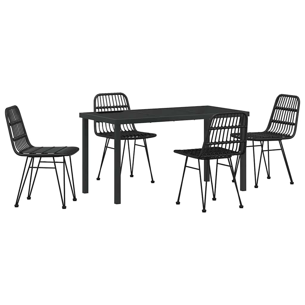 Hage Spisegruppe 5 pcs Svart Pulverlakkert stål