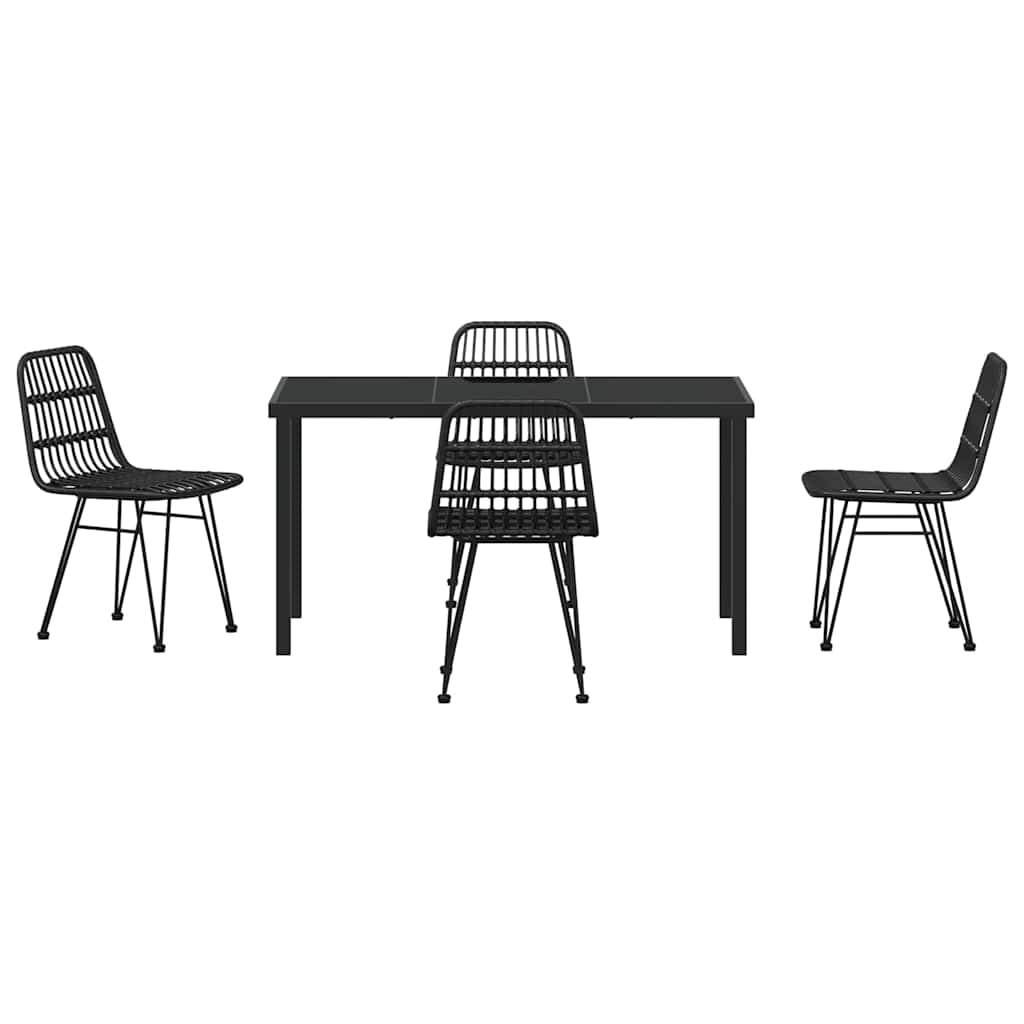 Hage Spisegruppe 5 pcs Svart Pulverlakkert stål