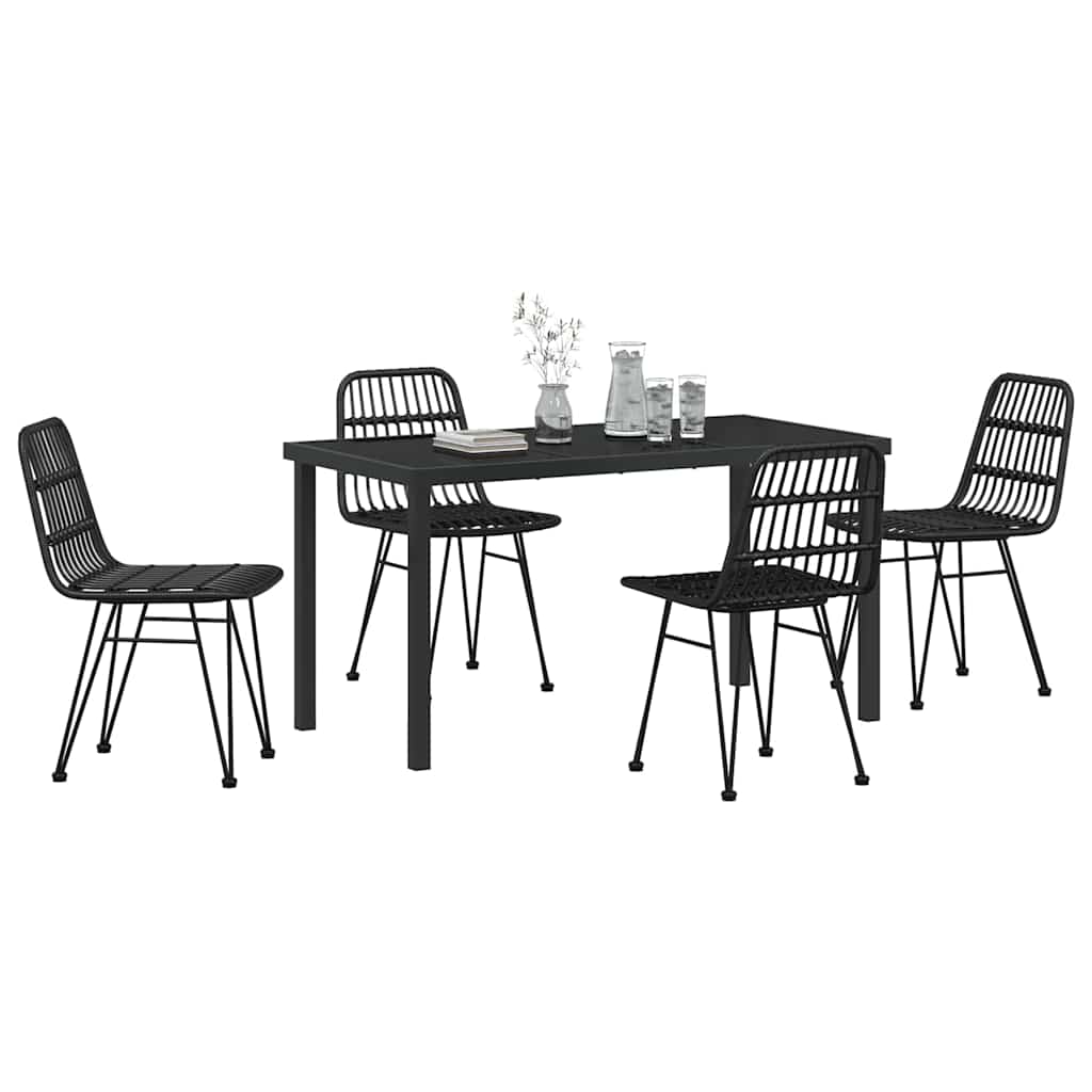 Hage Spisegruppe 5 pcs Svart Pulverlakkert stål