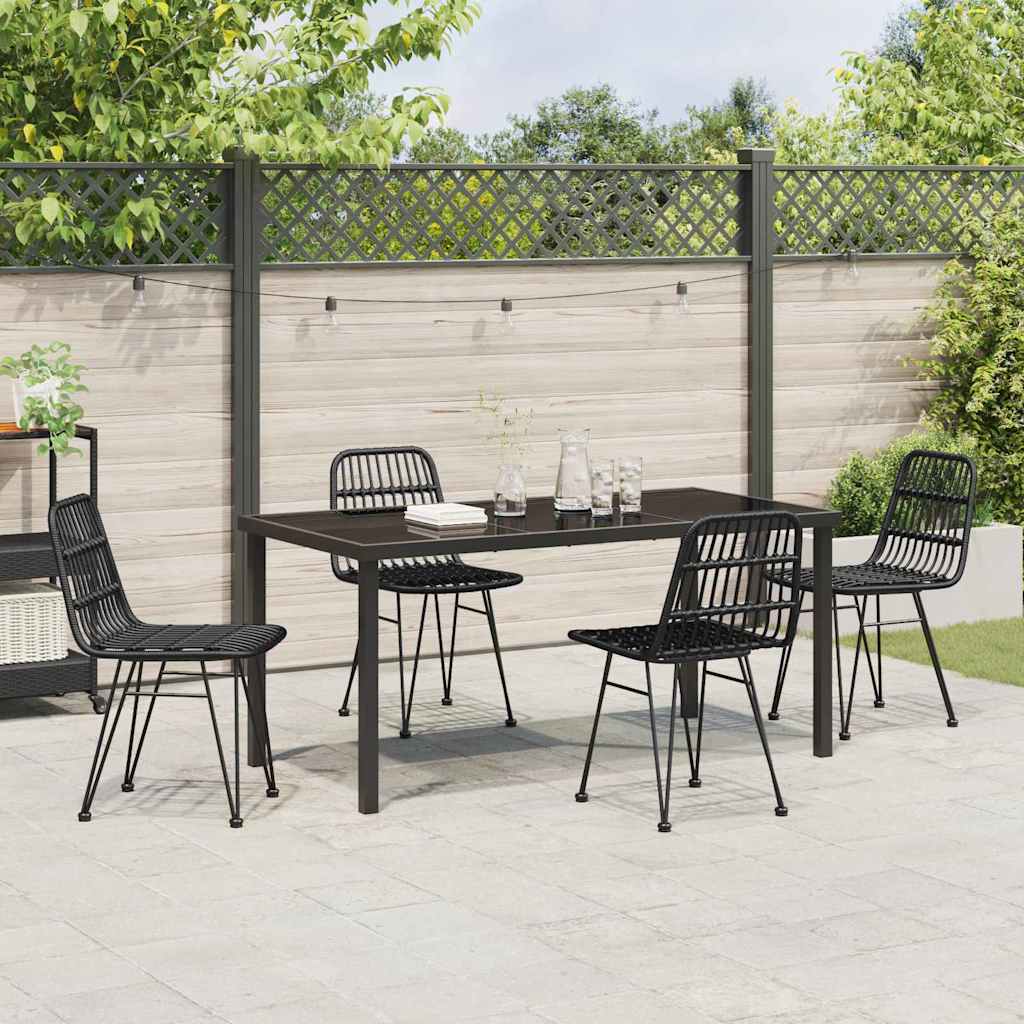 Hage Spisegruppe 5 pcs Svart Pulverlakkert stål