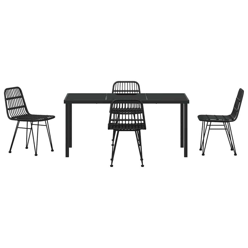 Hage Spisegruppe 5 pcs Svart Pulverlakkert stål