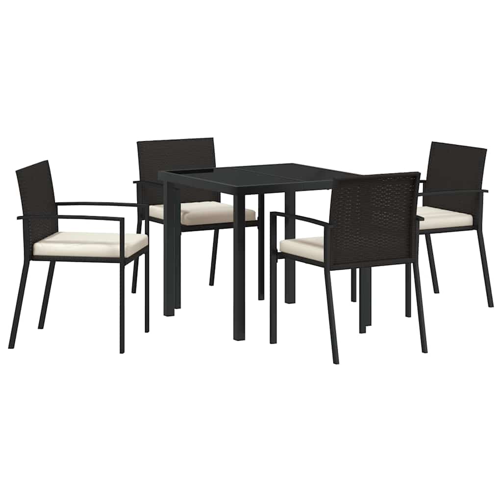 Hage Spisegruppe 5 pcs Svart Pulverlakkert stål