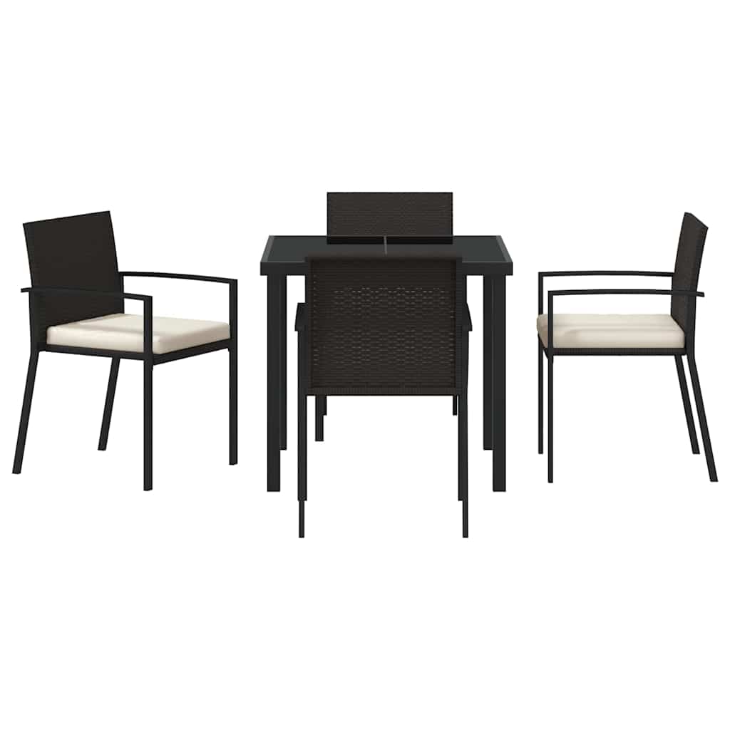 Hage Spisegruppe 5 pcs Svart Pulverlakkert stål