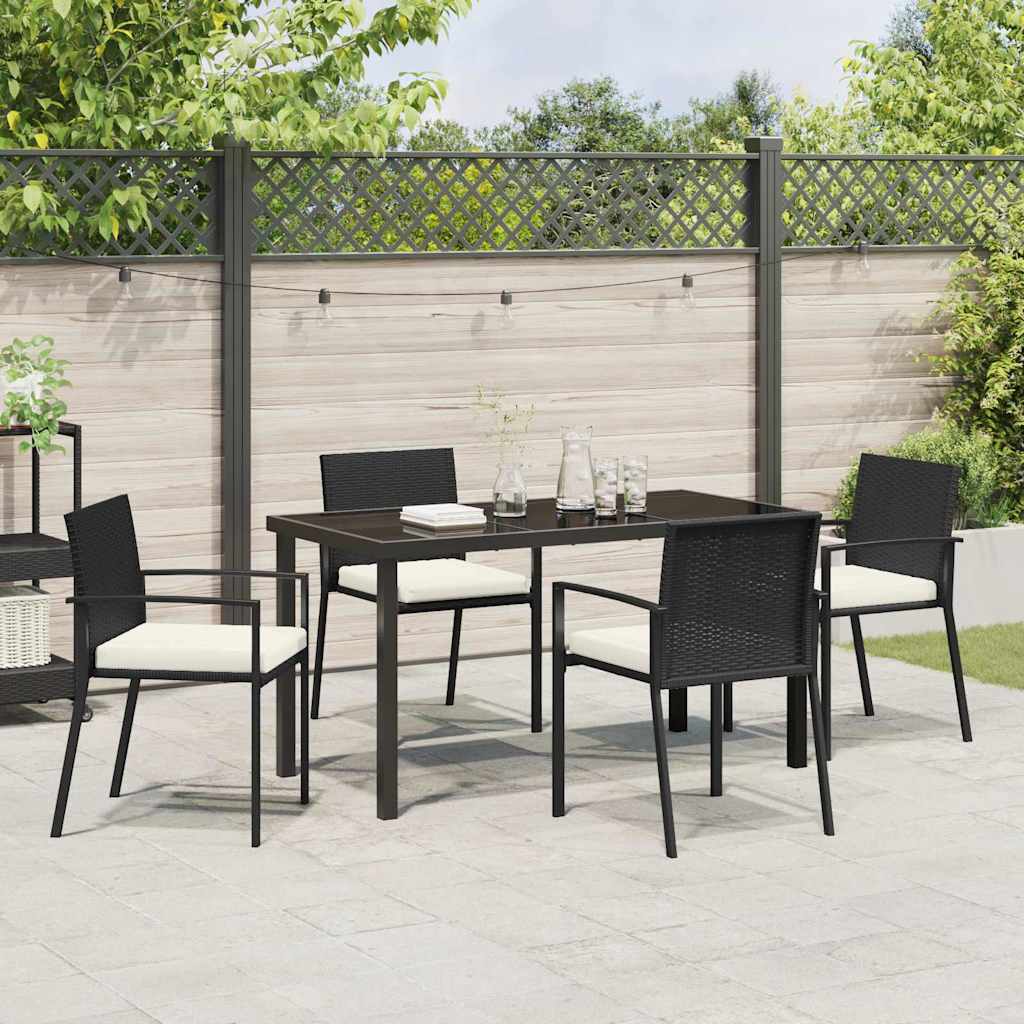 Hage Spisegruppe 5 pcs Svart Pulverlakkert stål