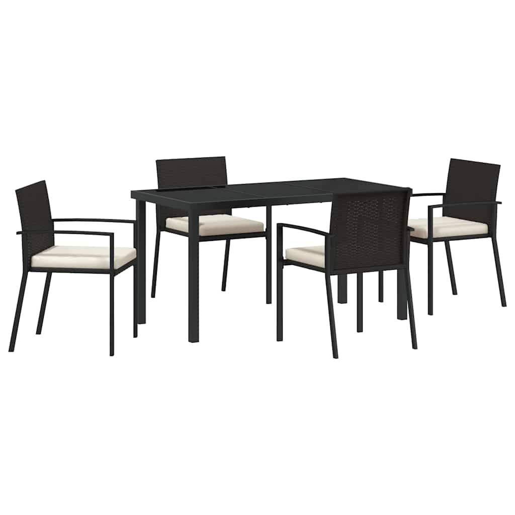 Hage Spisegruppe 5 pcs Svart Pulverlakkert stål