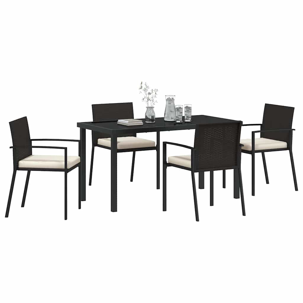 Hage Spisegruppe 5 pcs Svart Pulverlakkert stål