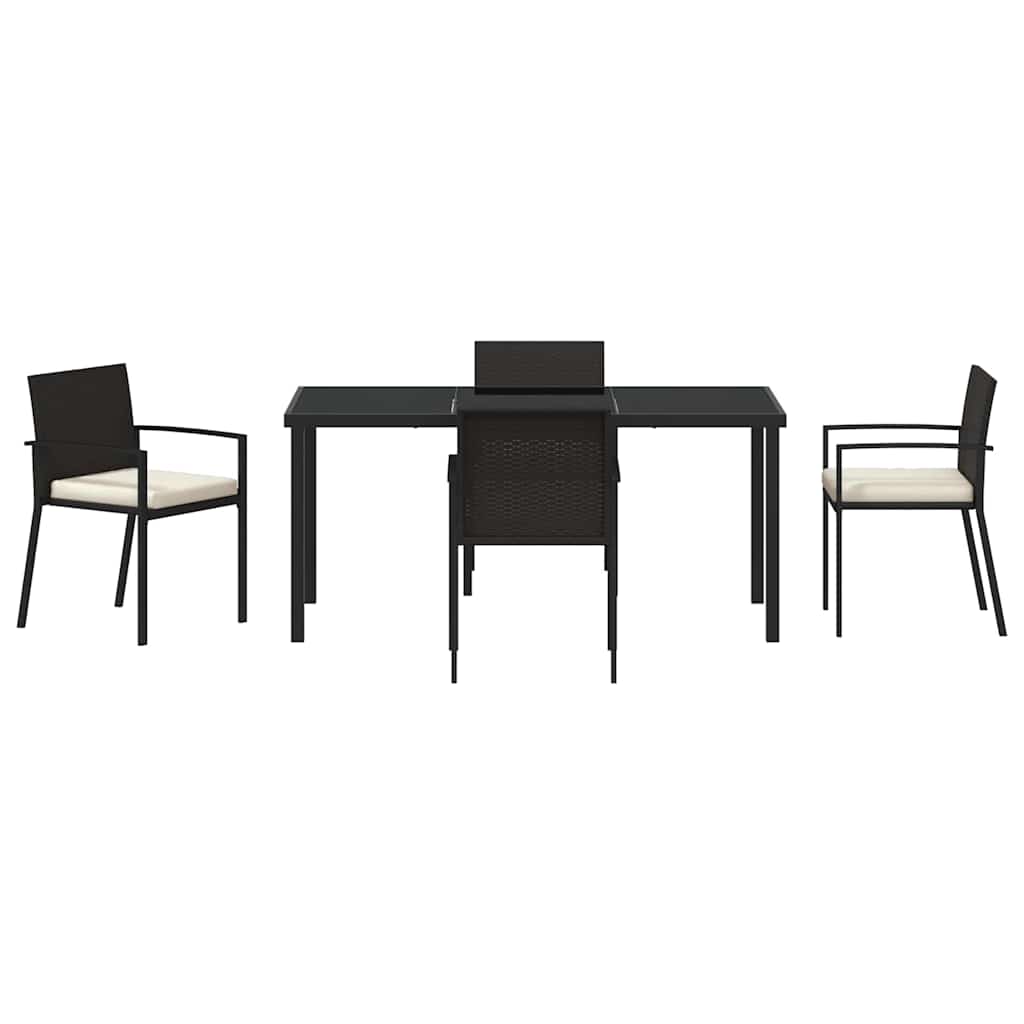 Hage Spisegruppe 5 pcs Svart Pulverlakkert stål