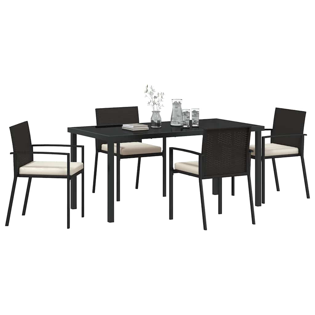Hage Spisegruppe 5 pcs Svart Pulverlakkert stål