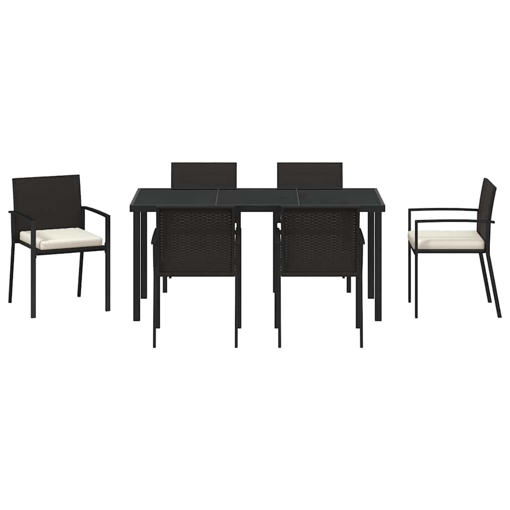 Hage Spisegruppe 7 pcs Svart Pulverlakkert stål