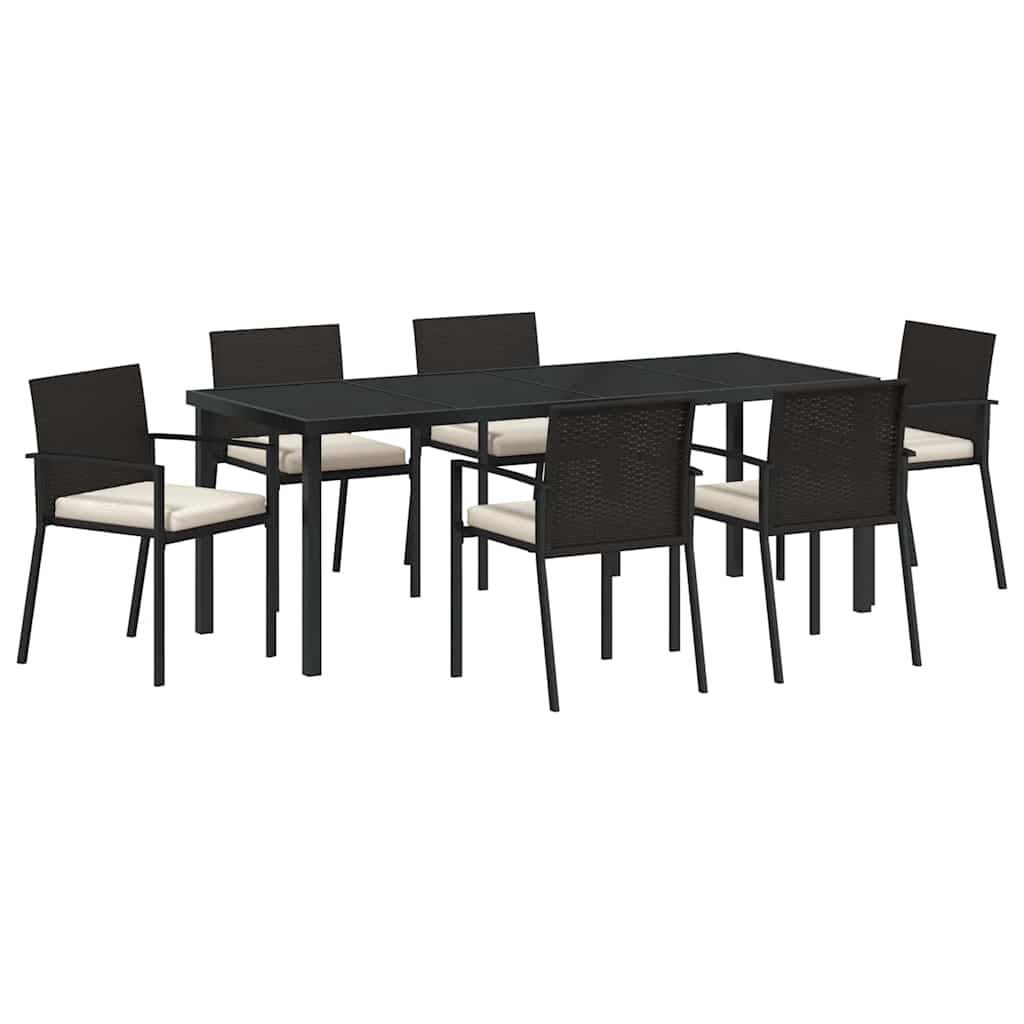 Hage Spisegruppe 7 pcs Svart Pulverlakkert stål