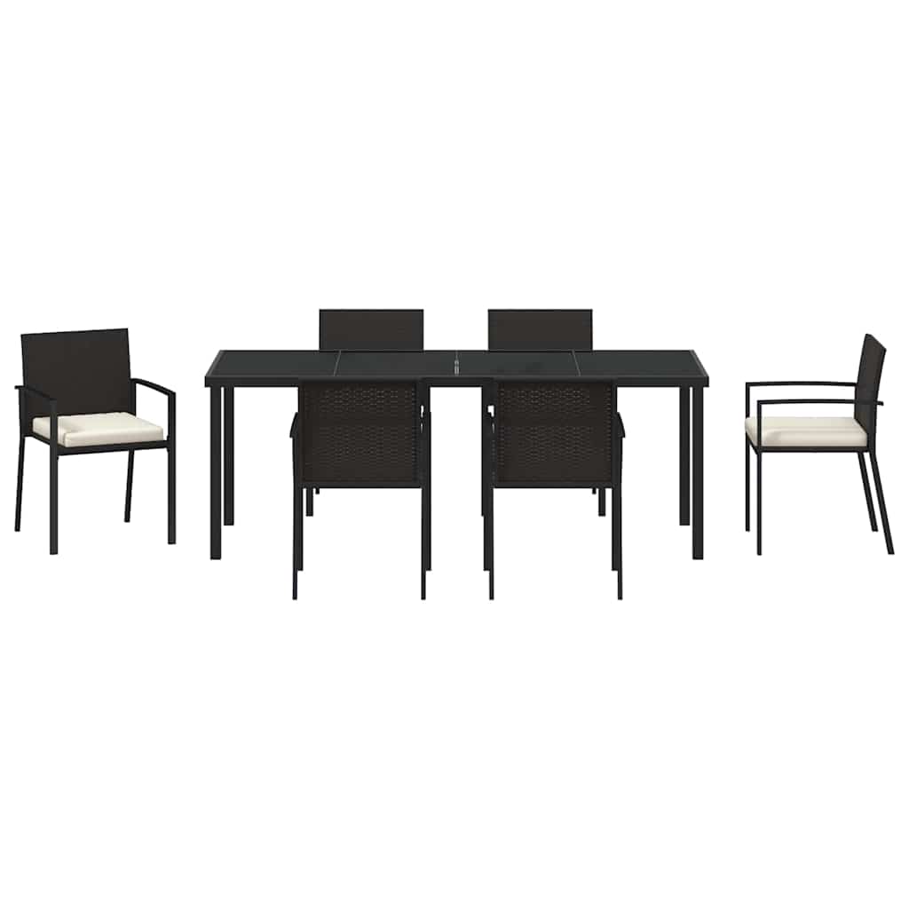 Hage Spisegruppe 7 pcs Svart Pulverlakkert stål